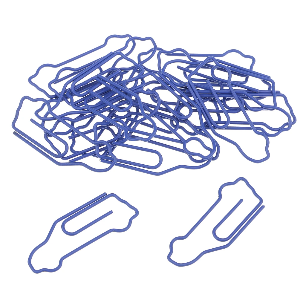 20 Pcs Paper Clips Car Shape for Bookmark Office School Notebook Agenda Pad Commonly Used Clips Blue Color 4x1.4 cm