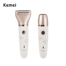 Kemei-1632 2 In 1 Women Electric Epilator Rechargeable Lady Shaver Depilation Machine Hair Removal Trimmer Epilator For Bikini