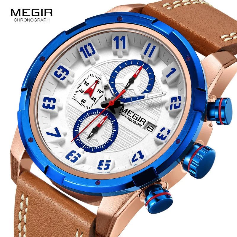 megir men's chronograph analog quartz watch