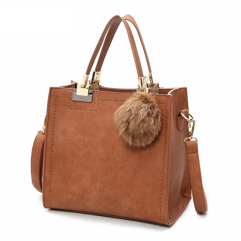 

Women Handbag Suede PU Leather Hairball Luxury Handbags Women Bags Designer Female Fashion Shoulder Bags Ladies Tote SS0316
