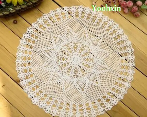 60cm Modern lace cotton round table place mat cloth pad crochet placemat Cup drink tea coffee coaster glass mug doily Kitchen