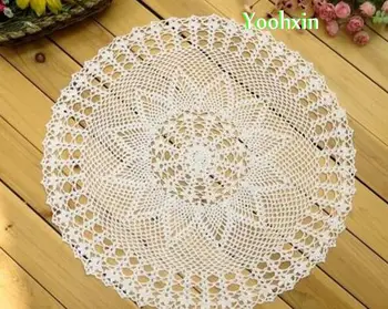 

60cm Modern lace cotton round table place mat cloth pad crochet placemat Cup drink tea coffee coaster glass mug doily Kitchen