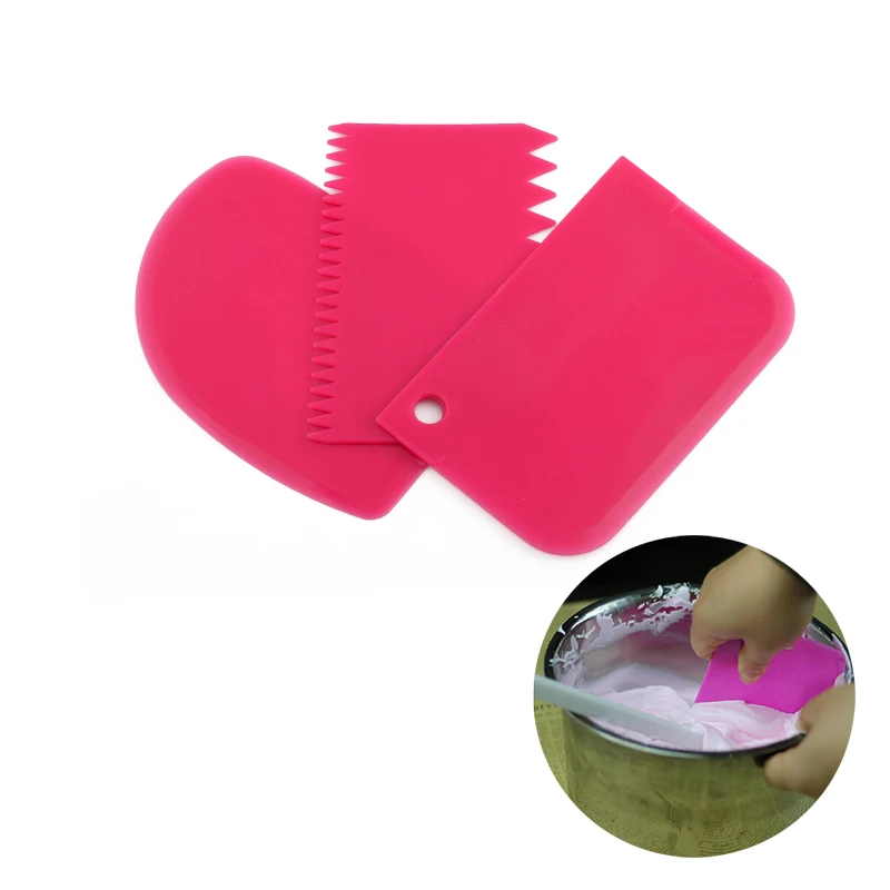 

Fondant Cake Cream Spatulas Cutters Silicone Material Non-stick 3Pcs/set Plastic Dough Icing Fondant Scraper Pasty Tools