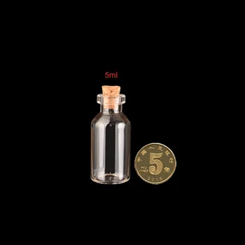 

Cork Wood Lip Clear Glass Bottles Vial Jar Liquid oil Test 5ml