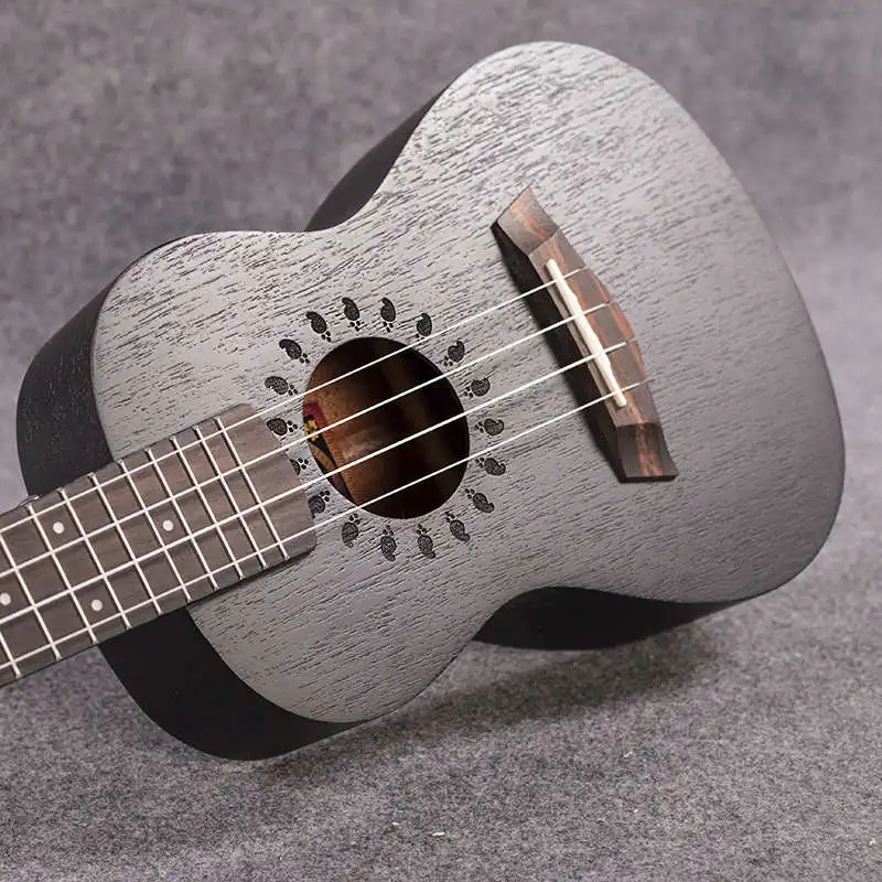 

Concert Acoustic Electric Ukulele 23 Inch Mini Hawaiian Guitar Ukelele Black Mahogany Guitarra Plug-in Pick Up Uke