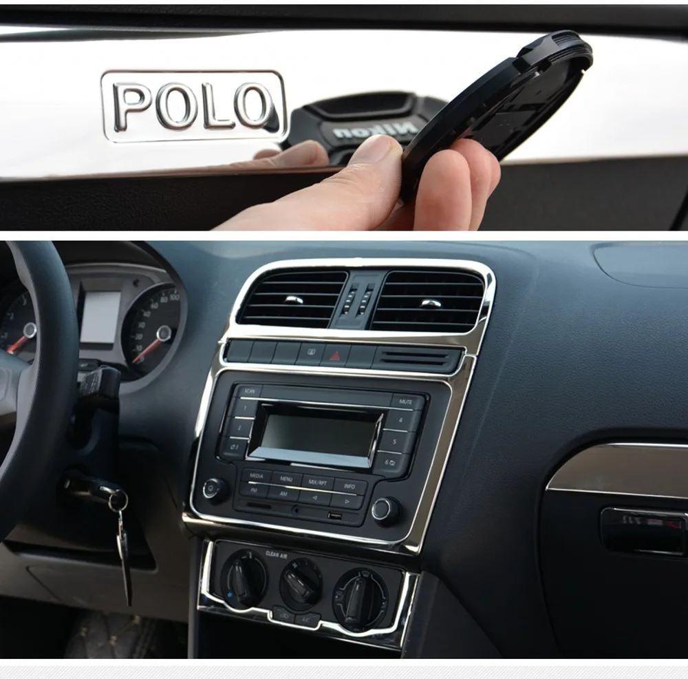 VW 2011 16 New Polo Special Modified Air Conditioning Outlet Stainless Steel Sequins Interior Decoration Bright Bar In Mouldings From