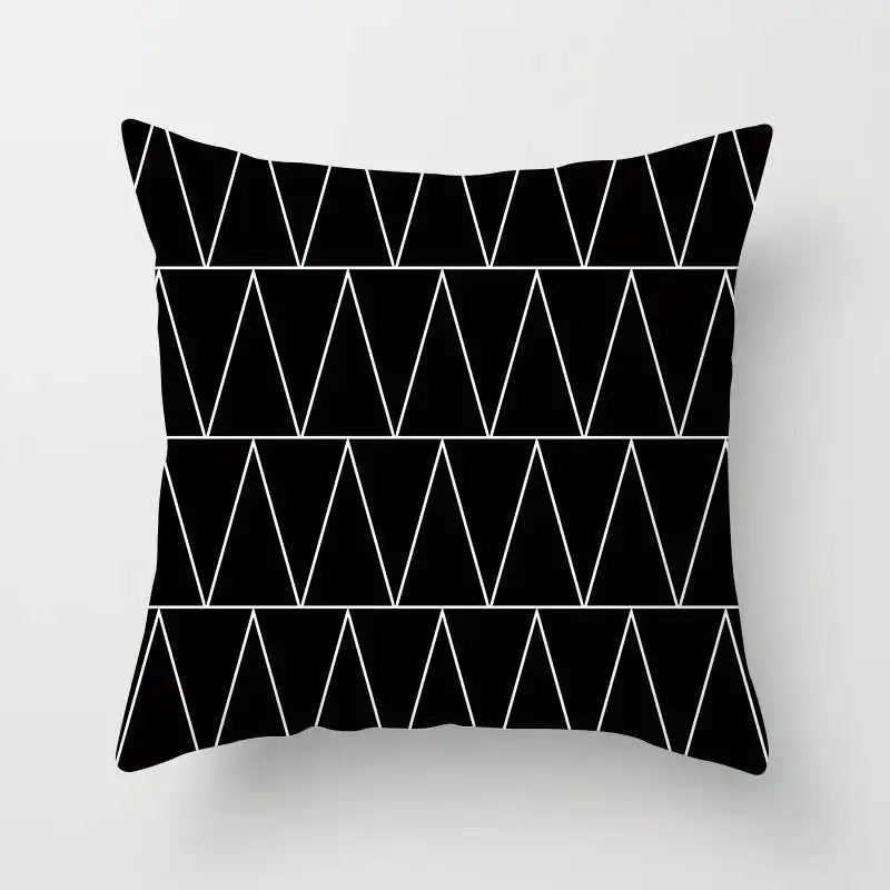 Nordic black and white geometric plaid stripes cushion cover (7)