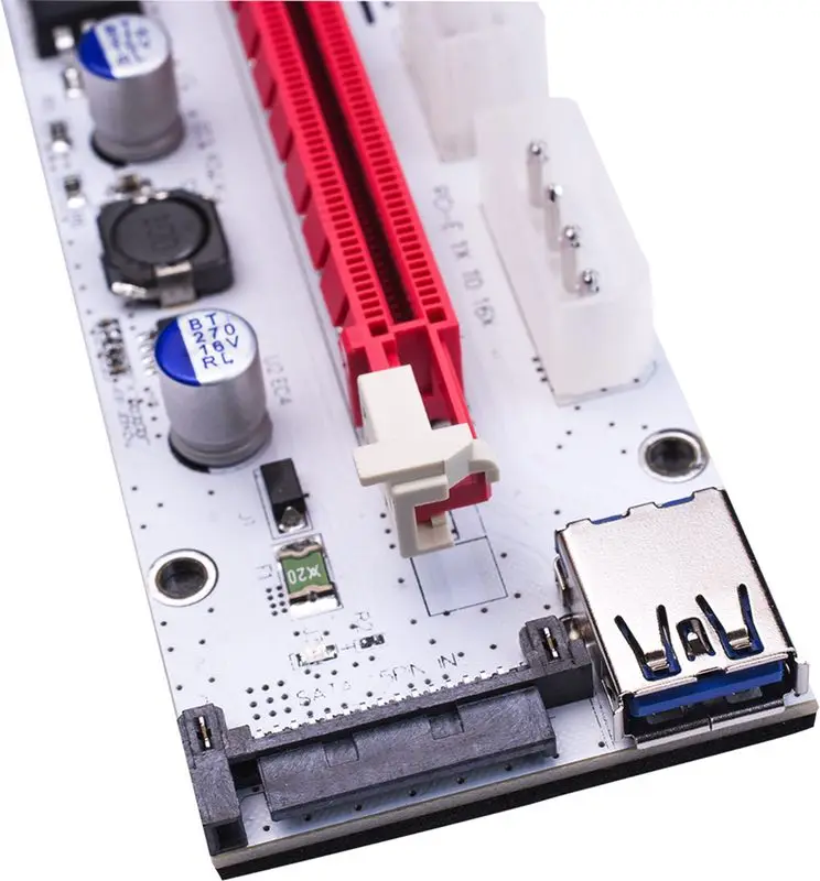 Адаптер PCIe PCI E Express Riser Card 1х 16x USB 3 0 кабель для передачи данных SATA на 4Pin IDE Molex 6 pin