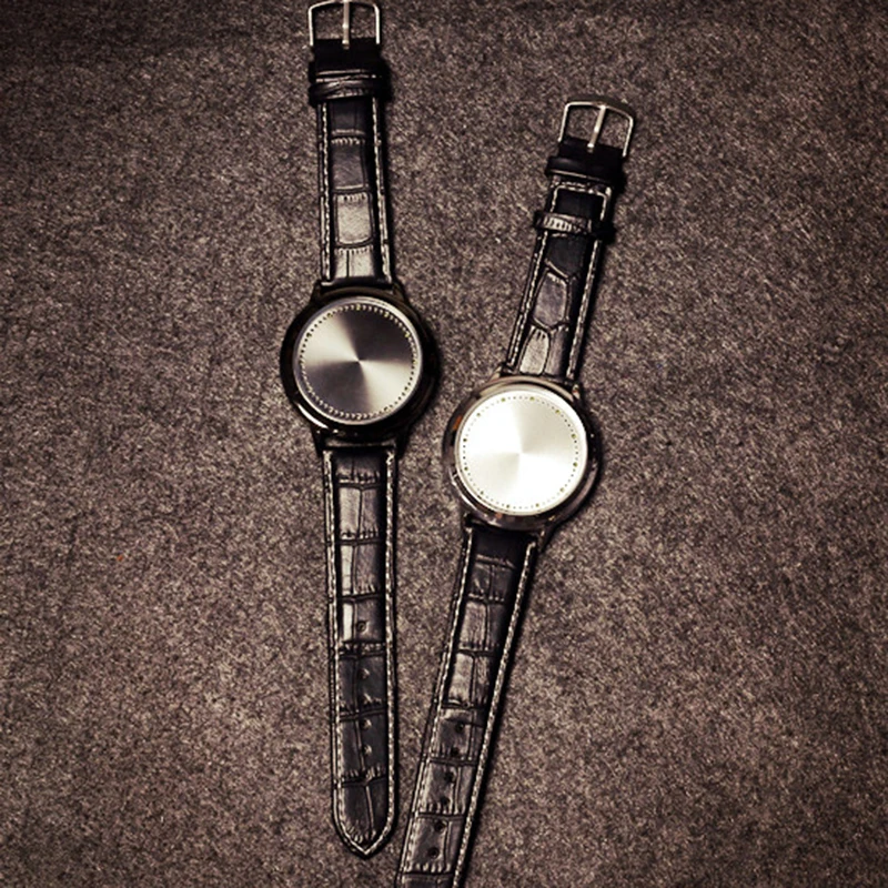 Умный светодиодный сенсорный экран часы для мужчин женщин модные кожаные водонепроницаемые мужские кварцевые наручные часы простые повседневные парные часы для мальчиков