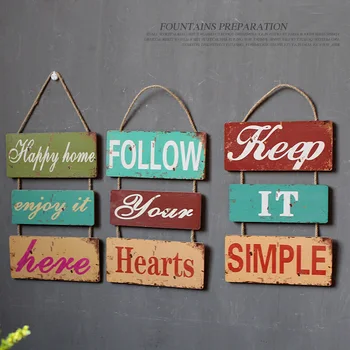 

Free Shipping! Vintage European Style Fashion Home & Bar Wall Decor Colorful 3Layer Wooden Letter Door Board Wall Hanging Board