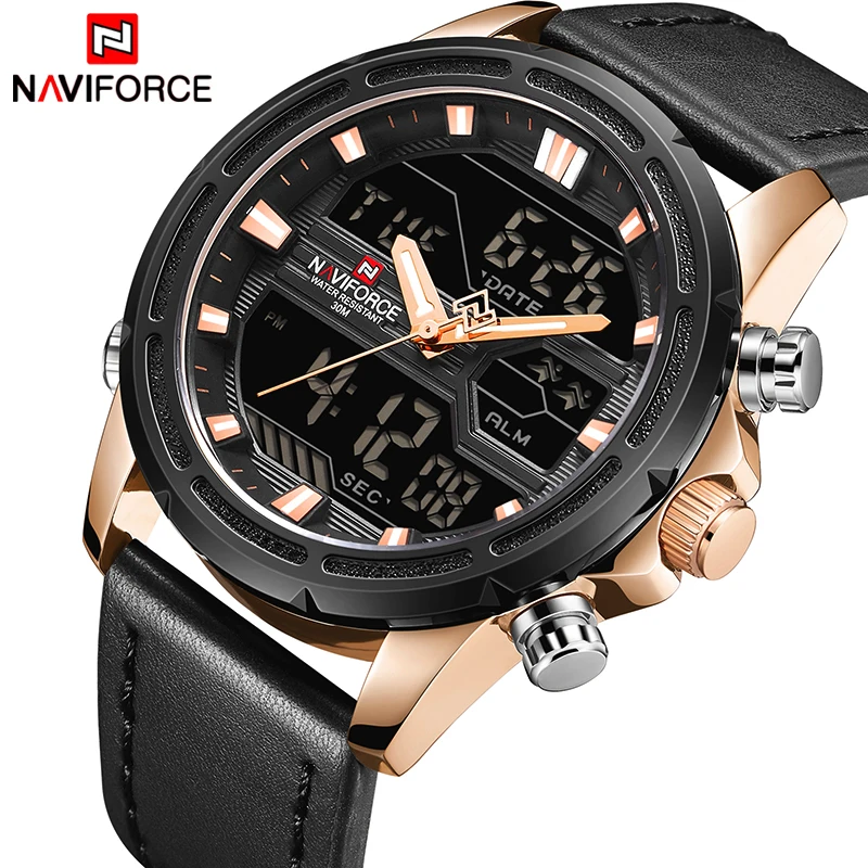 Топ люксовый бренд NAVIFORCE часы мужские модные спортивные Мужские Цифровые
