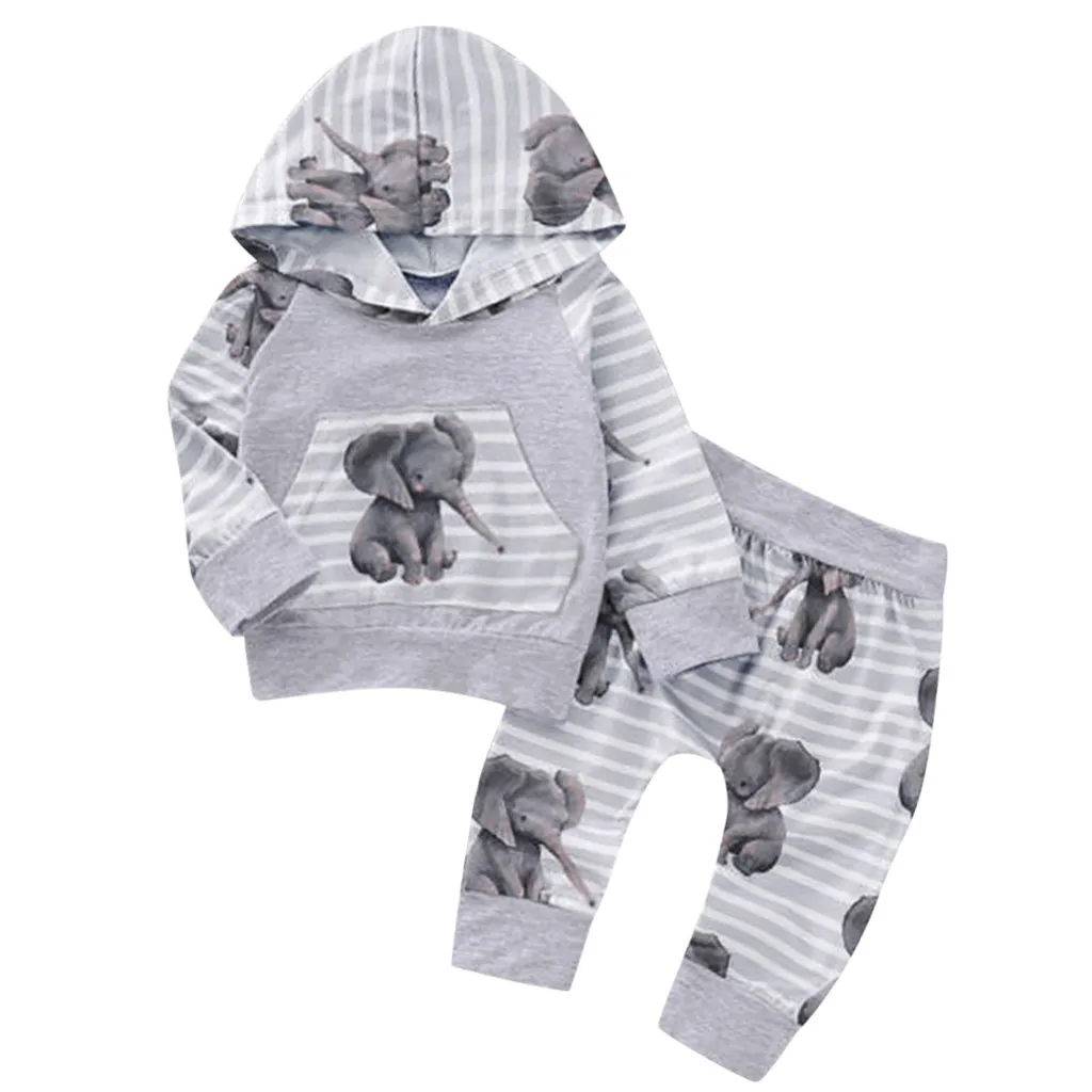 Newborn Baby Girls Boy Hooded Tops Pants Autumn Clothes Outfits Sets Tracksuit Baby Boys Girls Hooded Sweatsuit Sport Clothes