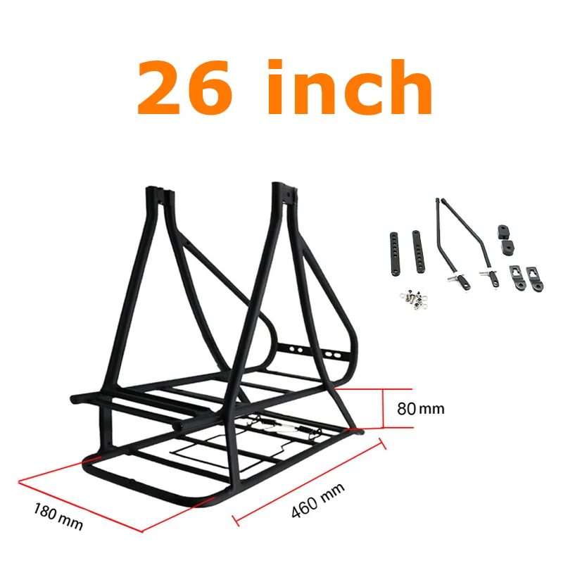 20/24 26 дюймов 700C/28 велосипедная задняя стойка двухслойная электрическая велосипедная переноска для аккумулятора багажные аксессуары для велосипедной стойки - Цвет: 26 Inch Black