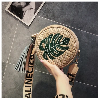 

Women Shoulder Bag Straw Design Fashion Women's Crossbody Messenger Bags Ladies Purse Female Round Bolsa Cotton Handbags LSH468