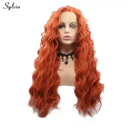Sylvia Надувной вьющиеся длинные волосы перетащите queen женские; оранжевый цвет косплэй праздники натуральных волос Синтетический