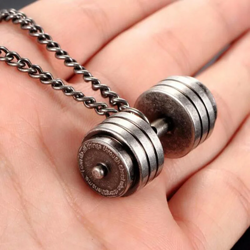 Charm dumbbell weights pendant titanium steel bodybuilding men