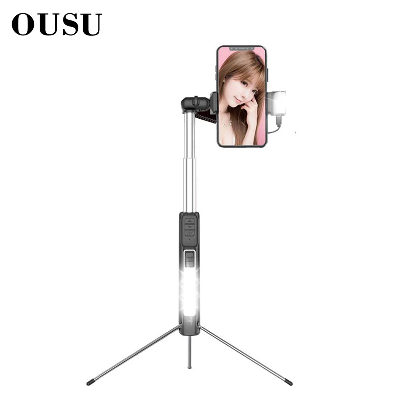 

OUSU Living Show Bluetooth Selfie Stick Fill Light LED Expanding Stand Phone Holder For Phone Support Telephone soporte celular