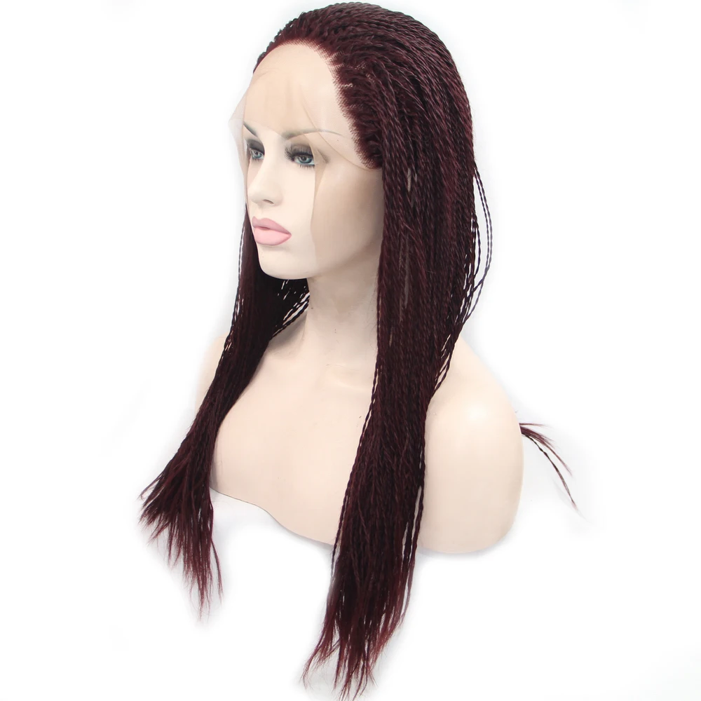 Yiyaobess микро оплетенные парики на кружеве для черных женщин термостойкие синтетические средней длины Auburn коричневый парик две модели