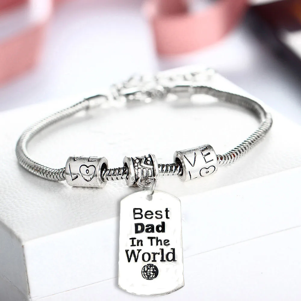 Любовь Подарки Для Семьи мама сын Dauther мама папа мама сестра подарки на день рождения браслет для женщин и мужчин ювелирные изделия Шарм - Окраска металла: Best Dad