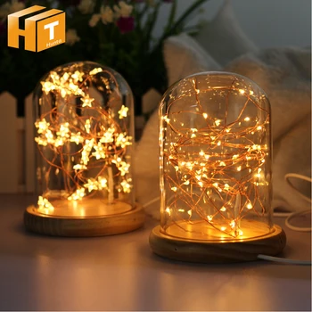 

Romantic LED Fire Tree Silver Flower Romantic Glass Cover Bedroom Night Light USB Charging for Party Wedding Decor tion
