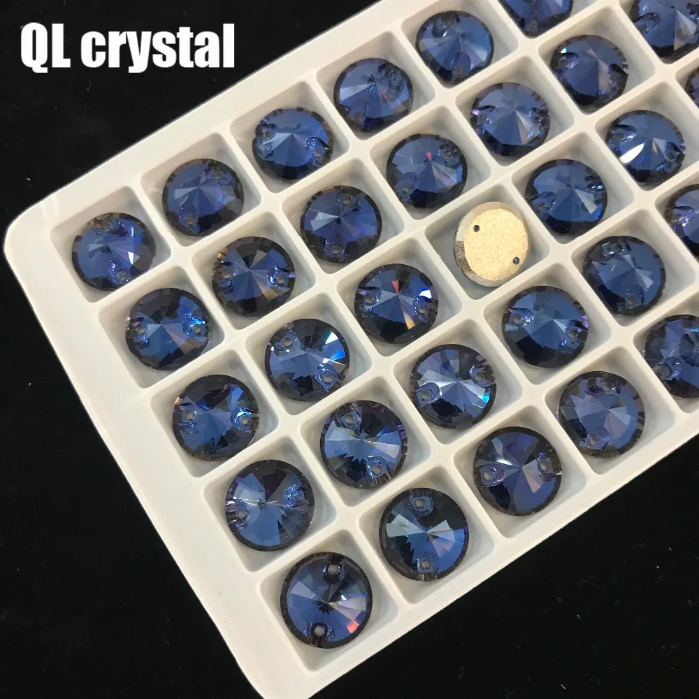 

QL crystal K9 Crystal round Sew On Rhinestones Flatback 2 holes round for Wedding dress DIY Clothes bags shoes accessories