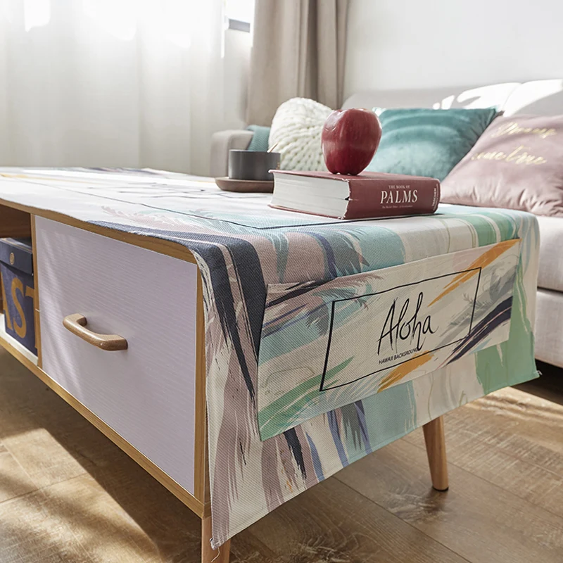  Feather pattern Tea table cloth living room Waterproof Rectangular Printed Tablecloth Tea table clo