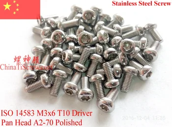 

ISO 14583 Stainless Steel screws M3x6 Torx T10 Driver Pan Head A2-70 Polished ROHS 100 pcs