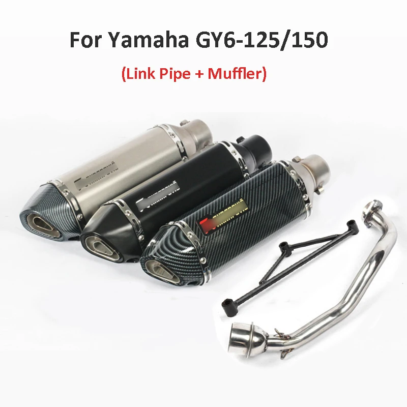 Slip On GY6 Motorcycle Exhaust System Front Link Pipe Bracket Pipe Muffler With DB Killer