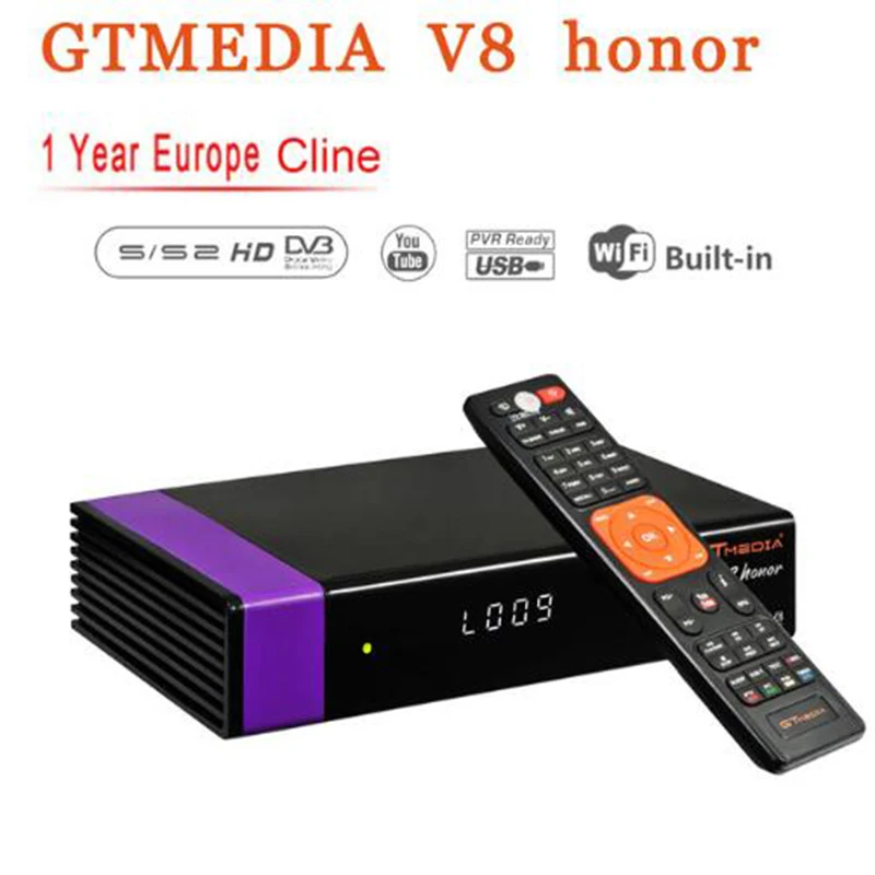 

GTMedia V8 Honor Satellite Receiver Bult-in WiFi with 1 Year Spain Europe Cccam Cline Full HD DVB-S2/S Freesat V8 NOVA Receptor