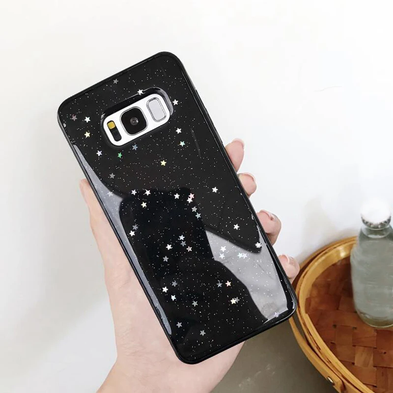 Прозрачный блестящий чехол со звездой для Samsung Galaxy Note 9 S7 Edge Note9 мягкие тонкие