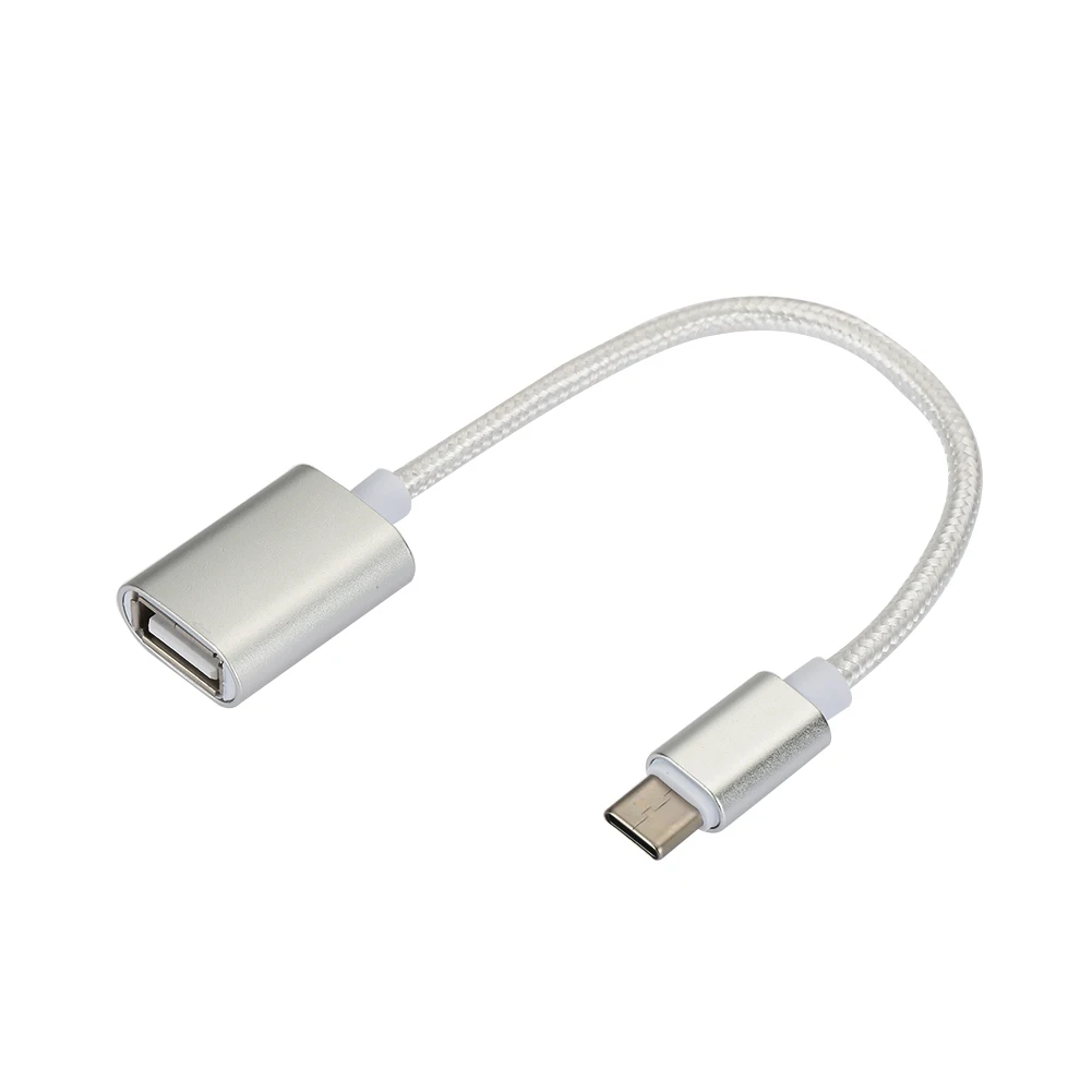 Портативный Тип C к USB OTG кабель адаптер конвертер MP3 принтер мышь 10 см мужчин и женщин Серебряный Белый