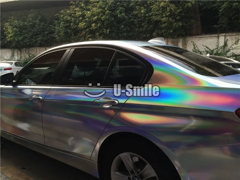 Vinil Prata Holográfico Película Da Bolha Livre Adesivo de Carro