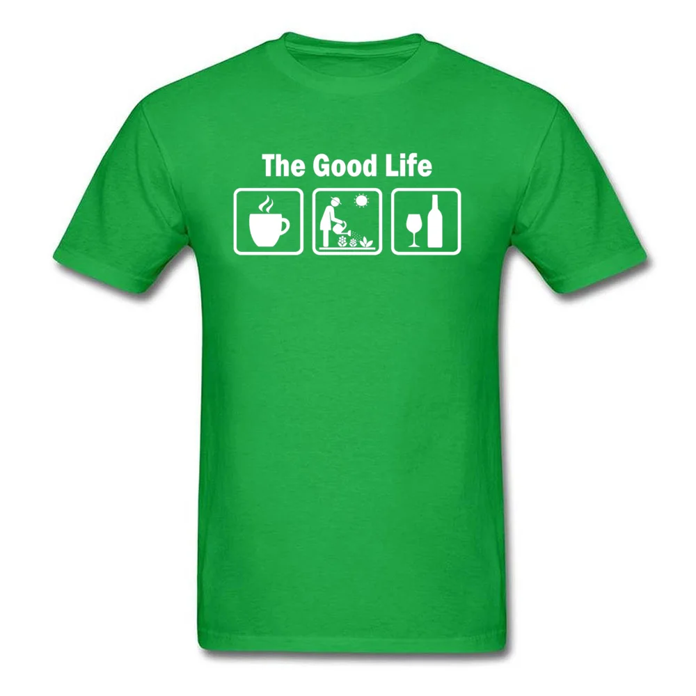 FunnyComics Short Sleeve Tops Shirts Summer New Design Crewneck 100% Cotton T Shirts Man Top T-shirts Printing  Womens Funny Gardening Shirt The Good Life 18 green