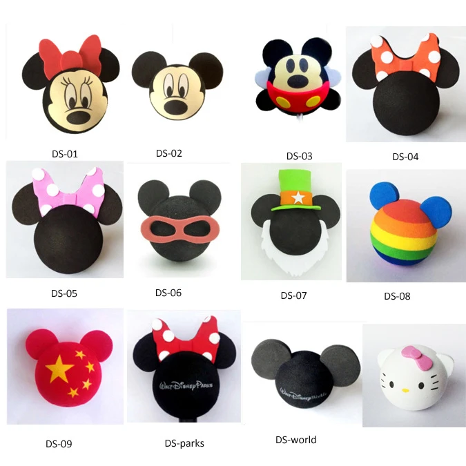 

[2pcs/Set] Black Beige Rainbow Mickey Minnie Adorable Cartoon Antenna Ball Aerial Topper Decoration Car Styling Roof Ornament