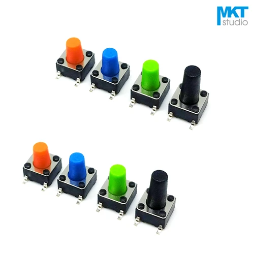 

100Pcs 6*6*9mm SMD Micro Push Button Tactile Tact Electronic Switch Brown Blue Black Red Orange Green Yellow White