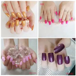 Многоцветные акриловые накладные ногти сексуальные розовые фиолетовые накладные ногти DIY Маникюрный Инструмент 24 шт