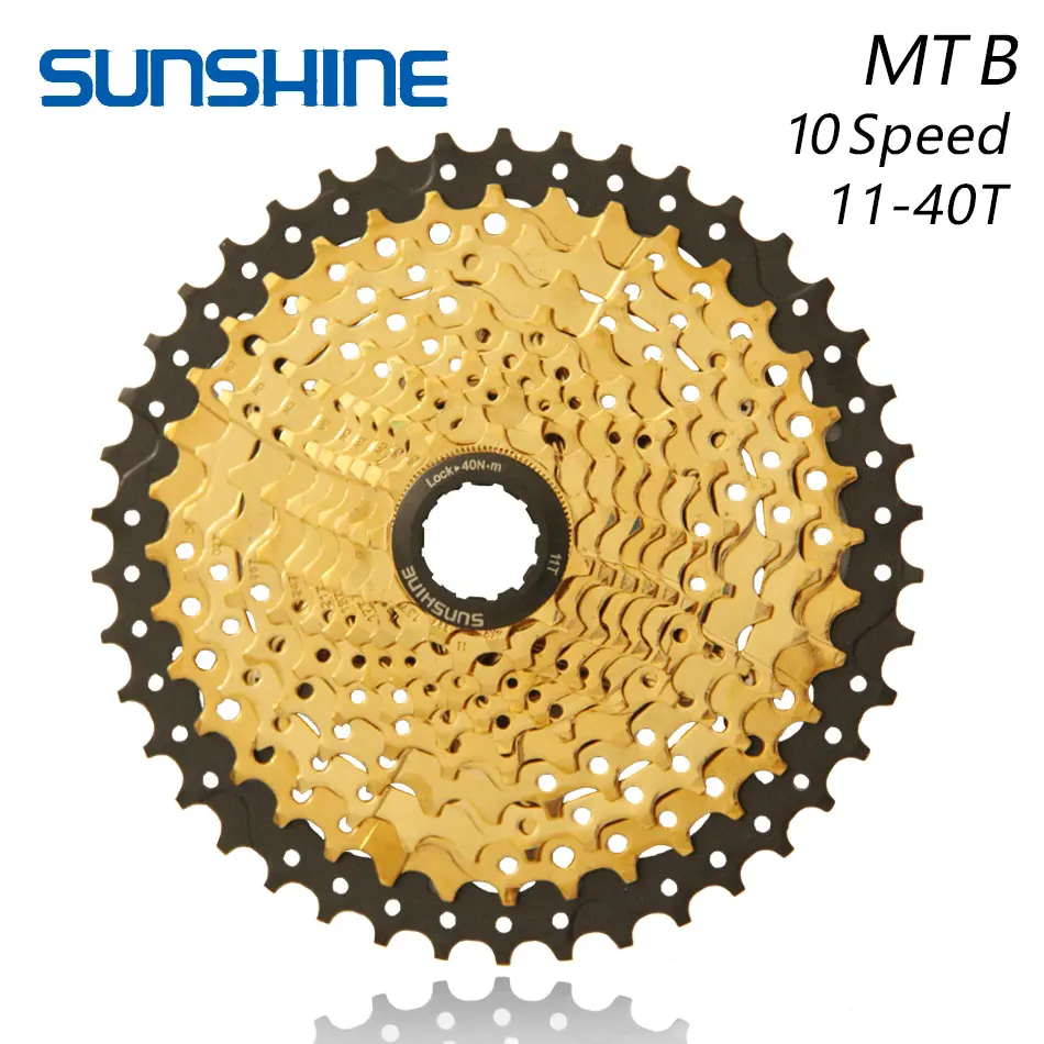 SUNSHINE 10 скоростей свободного хода MTB горный велосипед части кассеты свободного хода Золотой 11-40 т для SHIMANO M590 M610 M675 M780 M975 X5 K7 - Цвет: 10S 11-40T Gold