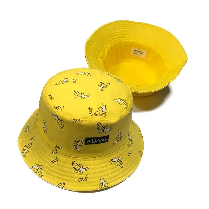 Reversible Banana Bucket Hat Unisex Fashion Bob Caps Hip Hop Gorro Men