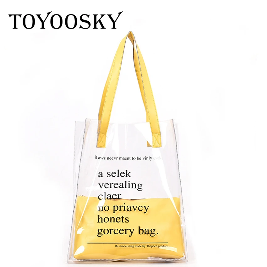 TOYOOSKY 2018 Luxury Brand Clear PVC Tote Bag Large Transparent Plastic