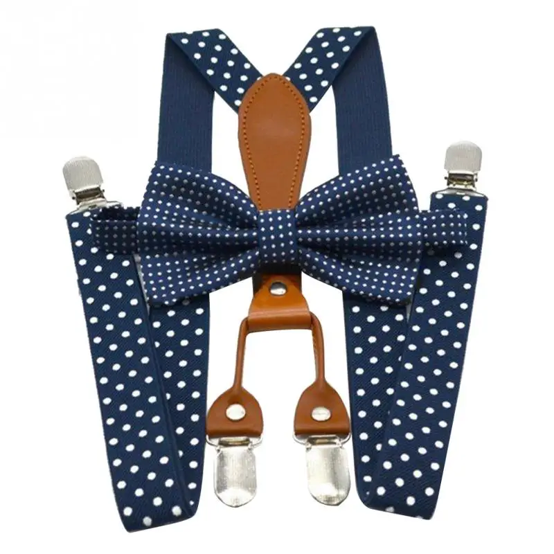 

Polka Dot Bow Tie Clothes Accessories Suspender For Trousers Navy Red 4 Clip