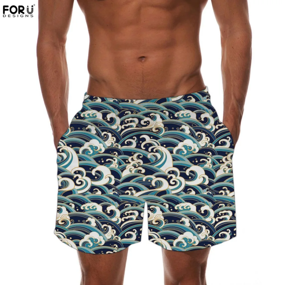 FORUDESIGNS/мужские повседневные шорты с волнистыми узорами для серфинга, спортивные брюки, шорты для фитнеса, повседневные спортивные шорты, большие размеры