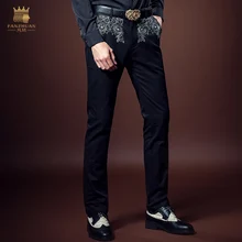 Новое поступление, мужские Модные повседневные мужские облегающие брюки с вышивкой, брюки, 618061