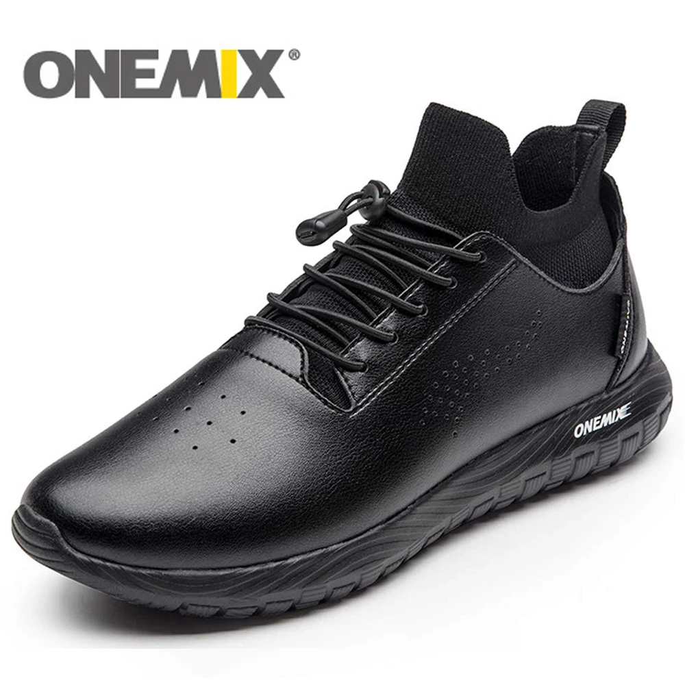 ONEMIX Men Sneakers Women Muti-use Running Shoes Breathable Leather Office Shoes Casual Outdoor Trainers