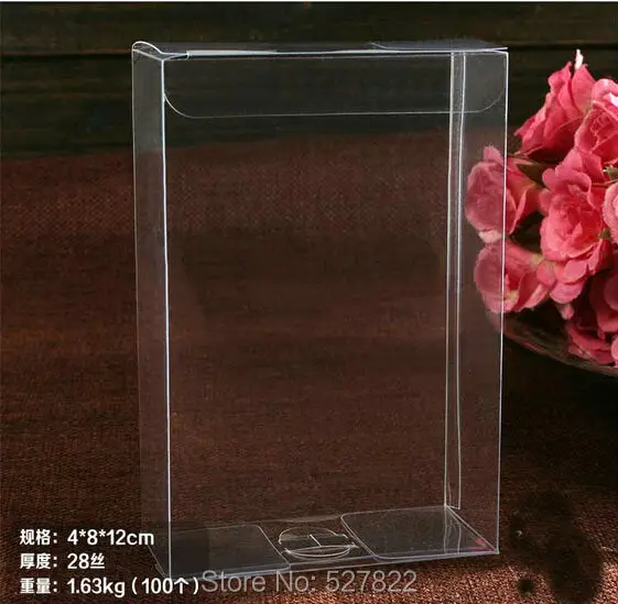 100PCS 4X8X12CM Plastic Packing Box Birthday Wedding Gift Packaging Box Clear PVC Box Cosmetic Bottle Boxes