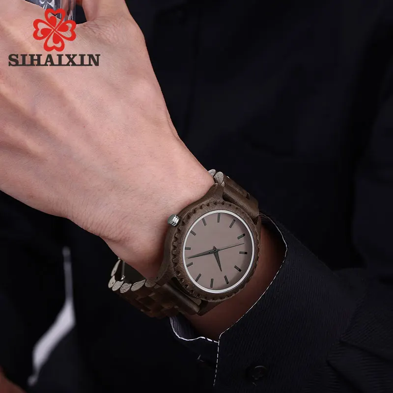 SIHAIXIN деревянные часы мужские ручной работы Horloges Mannen сандаловые кварцевые