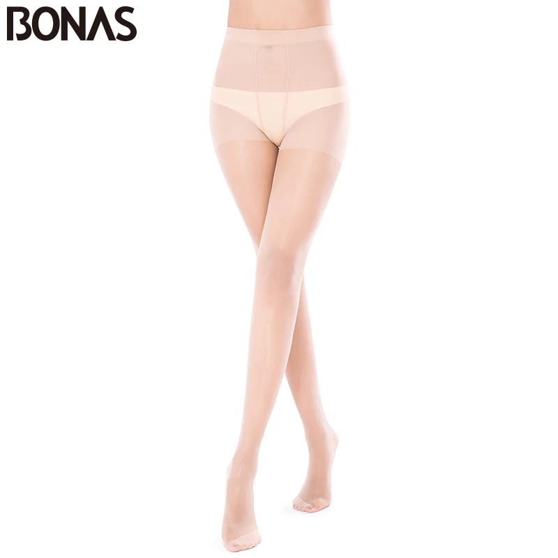 Женские нейлоновые колготки BONAS 30D однотонные облегающие эластичные длинные