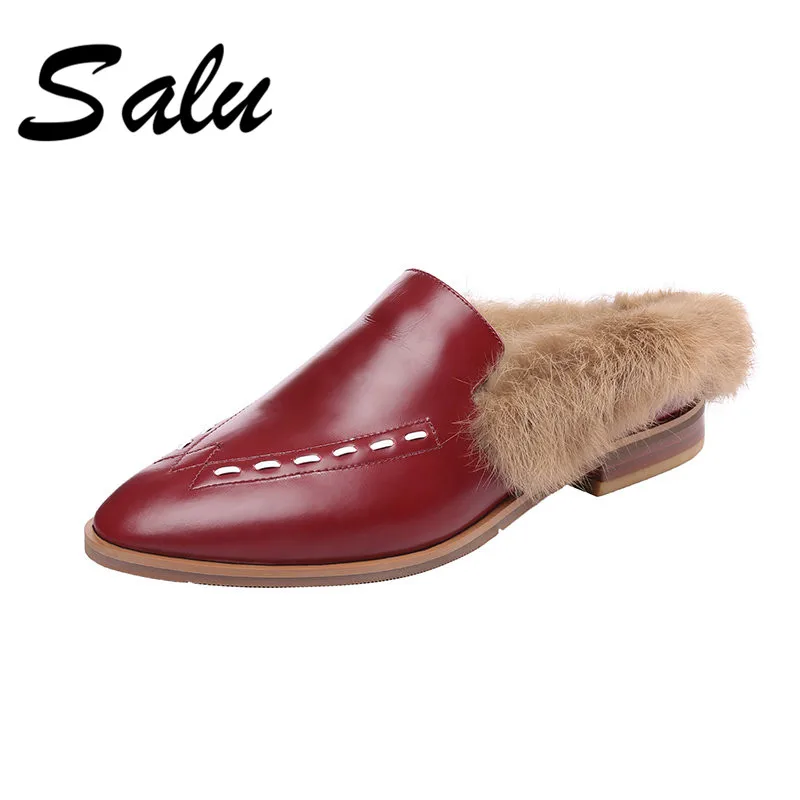 

Salu 2019 new arrival pumps women genuine leather shoes shallow fashion shoes autumn winter ladies shoes