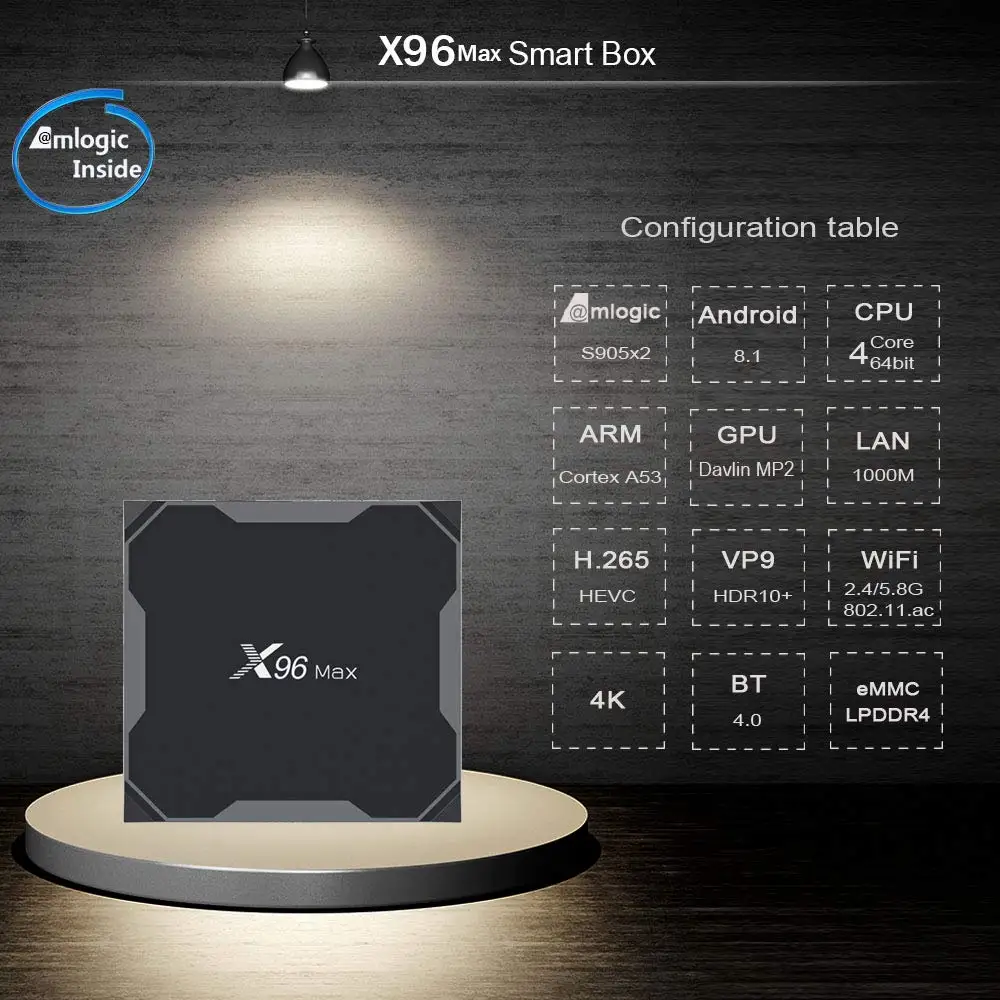 X96 Max Smart TV BOX Android 8.1 Amlogic S905X2 LPDDR4 Quad Core 4GB 64GB 2.4G&5GHz Wifi BT 1000M 4K X96Max Set-top box tvbox