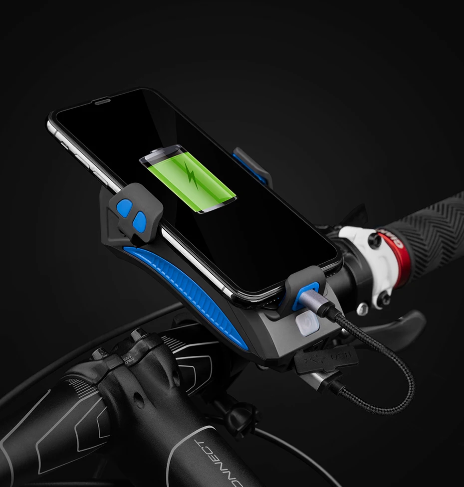 Perfect CoolChange Bike Light Cycling Alarm Bell Smart phone Mount Stand Bicycle Lamp Stand 2000/4000mAh Power Bank Bicycle Front Light 3