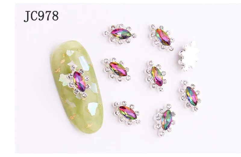 100 шт 3D металлические стразы украшения для ногтей/блестящий кристалл дизайнерский Шарм Дизайн ногтей/ювелирные изделия, украшения для ногтей, 20 стилей - Цвет: 978